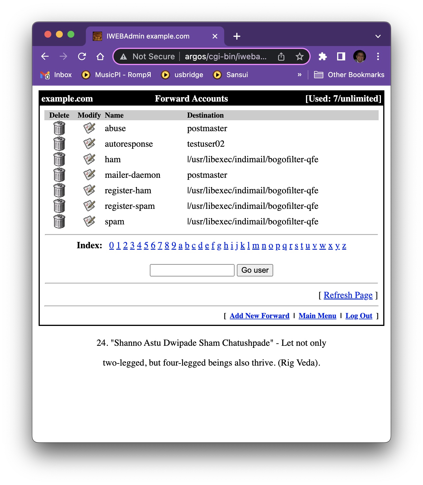 iwebadmin forwards